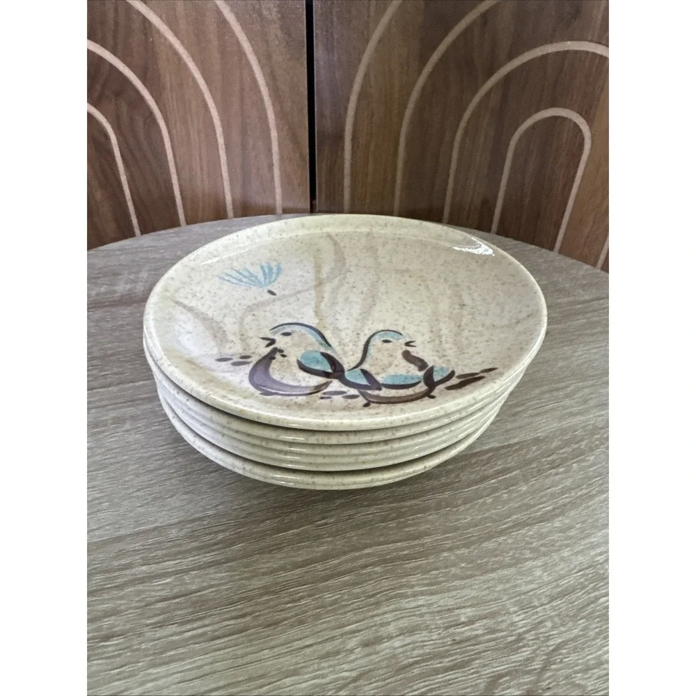 Set 7 Red Wing Bob White Quail Pottery 6.5